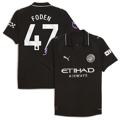 Men's Puma Phil Foden Black Manchester City 2025/26 Away Authentic Player Jersey