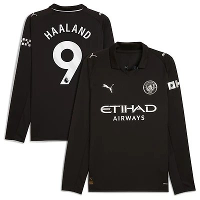 Men's Puma Erling Haaland Black Manchester City 2025/26 Away Replica Long Sleeve Player Jersey