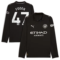 Men's Puma Phil Foden Black Manchester City Away 2025/26 Replica Long Sleeve Player Jersey
