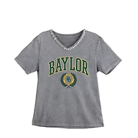Women's Gameday Couture Gray Baylor Bears Iconic Edge Rhinestone V-Neck T-Shirt