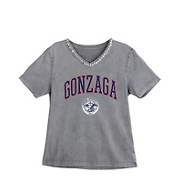 Women's Gameday Couture Gray Gonzaga Bulldogs Iconic Edge Rhinestone V-Neck T-Shirt