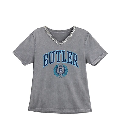 Women's Gameday Couture Gray Butler Bulldogs Iconic Edge Rhinestone V-Neck T-Shirt