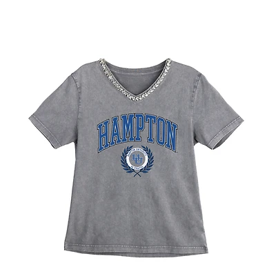 Women's Gameday Couture Gray Hampton Pirates Iconic Edge Rhinestone V-Neck T-Shirt