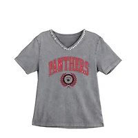 Women's Gameday Couture Gray Clark Atlanta University Panthers Iconic Edge Rhinestone V-Neck T-Shirt