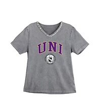 Women's Gameday Couture Gray Northern Iowa Panthers Iconic Edge Rhinestone V-Neck T-Shirt