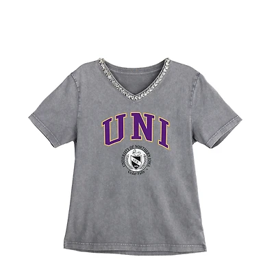 Women's Gameday Couture Gray Northern Iowa Panthers Iconic Edge Rhinestone V-Neck T-Shirt