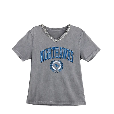 Women's Gameday Couture Gray North Georgia Nighthawks Iconic Edge Rhinestone V-Neck T-Shirt