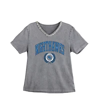 Women's Gameday Couture Gray North Georgia Nighthawks Iconic Edge Rhinestone V-Neck T-Shirt