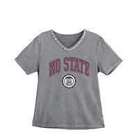 Women's Gameday Couture Gray Missouri State University Bears Iconic Edge Rhinestone V-Neck T-Shirt