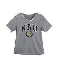 Women's Gameday Couture Gray Northern Arizona Lumberjacks Iconic Edge Rhinestone V-Neck T-Shirt