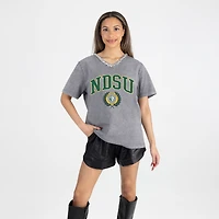 Women's Gameday Couture Gray NDSU Bison Iconic Edge Rhinestone V-Neck T-Shirt