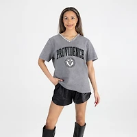 Women's Gameday Couture Gray Providence Friars Iconic Edge Rhinestone V-Neck T-Shirt