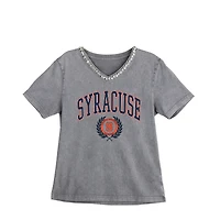 Women's Gameday Couture Gray Syracuse Orange Iconic Edge Rhinestone V-Neck T-Shirt