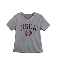 Women's Gameday Couture Gray University of South Carolina Aiken Pacers Iconic Edge Rhinestone V-Neck T-Shirt