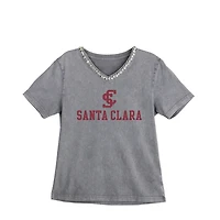 Women's Gameday Couture Gray Santa Clara Broncos Iconic Edge Rhinestone V-Neck T-Shirt