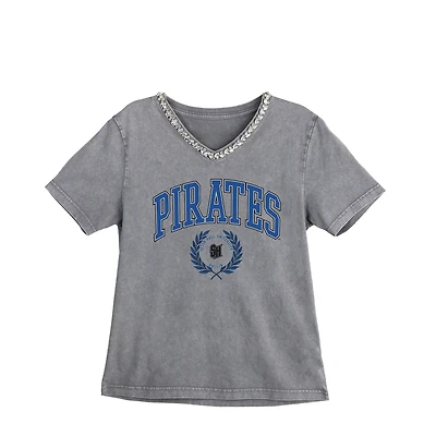Women's Gameday Couture Gray Seton Hall Pirates Iconic Edge Rhinestone V-Neck T-Shirt