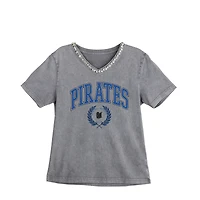 Women's Gameday Couture Gray Seton Hall Pirates Iconic Edge Rhinestone V-Neck T-Shirt