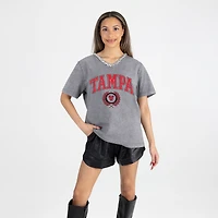 Women's Gameday Couture Gray Tampa Spartans Iconic Edge Rhinestone V-Neck T-Shirt
