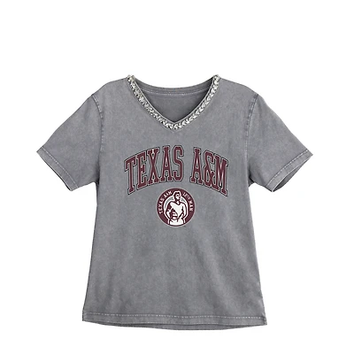 Women's Gameday Couture Gray Texas A&M Aggies Iconic Edge Rhinestone V-Neck T-Shirt