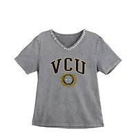 Women's Gameday Couture Gray VCU Rams Iconic Edge Rhinestone V-Neck T-Shirt