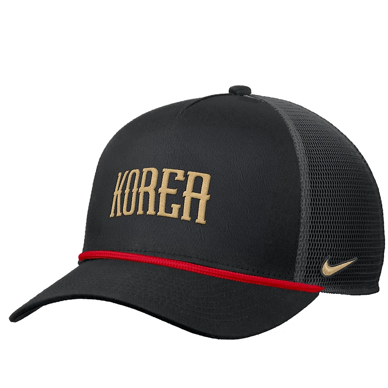 Men's Nike Black South Korea National Team Rise Rope Trucker A-Frame Adjustable Hat