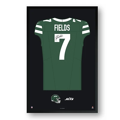 Justin Fields New York Jets Facsimile Signature Framed Jersey Art Print