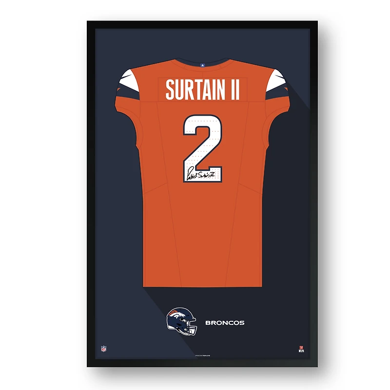 Patrick Surtain Denver Broncos Facsimile Signature Framed Jersey Art Print