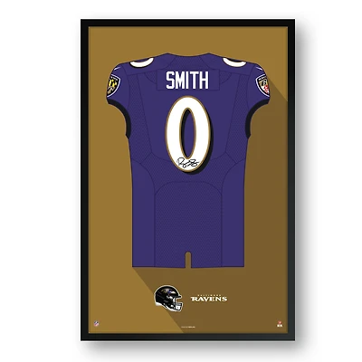 Roquan Smith Baltimore Ravens Facsimile Signature Framed Jersey Art Print