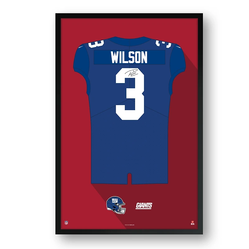 Russell Wilson New York Giants Facsimile Signature Framed Jersey Art Print