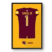 Deebo Samuel Washington Commanders Facsimile Signature Framed Jersey Art Print