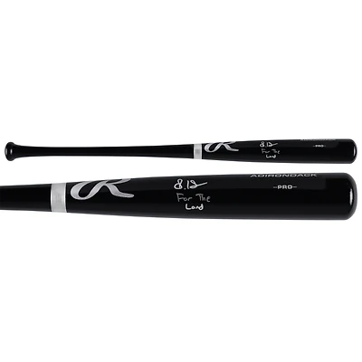 Steven Kwan Cleveland Guardians Autographed Black Rawlings Pro Bat with "For The Land" Inscription
