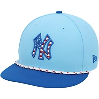 Oswald Peraza New York Yankees Player-Worn Light Blue Fourth of July New Era Hat vs. New York Mets on July 4, 2025