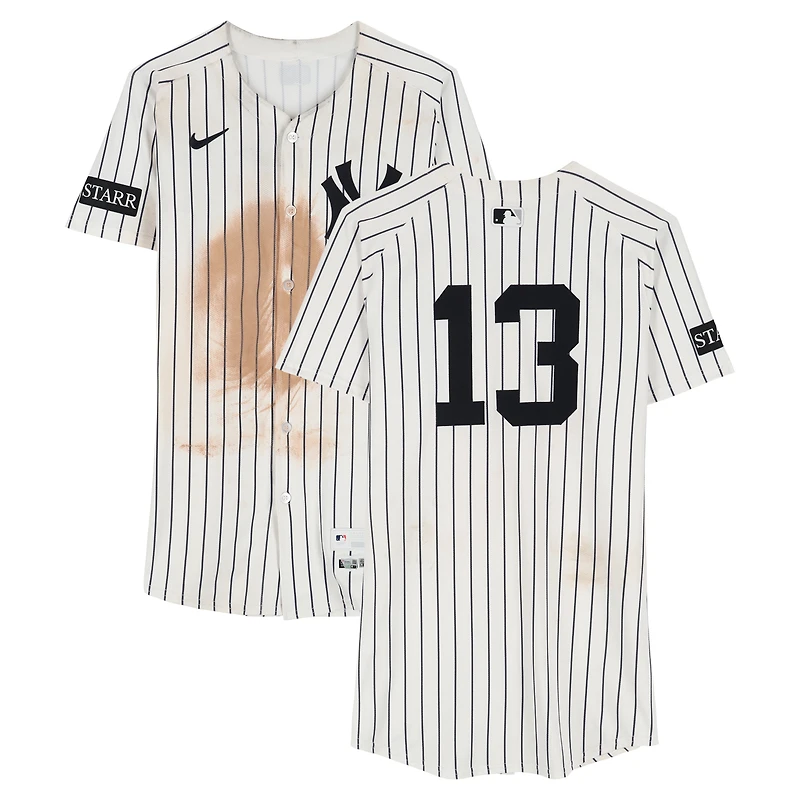 Jazz Chisholm Jr. New York Yankees Game-Used #13 White Pinstripe Nike Jersey vs. Chicago Cubs on July 13, 2025