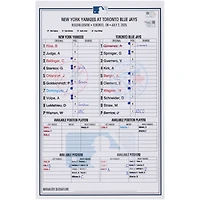 New York Yankees Game-Used Lineup Card vs. Toronto Blue Jays on July 2, 2025