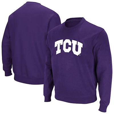 Men's Colosseum TCU Horned Frogs Arch & Logo Tackle Twill Sweatshirt
