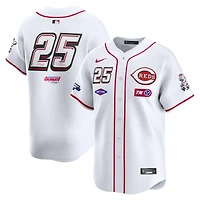 Men's Nike #25 White Cincinnati Reds 2025 MLB Speedway Classic Home Replica Jersey