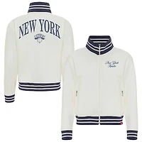 Women's Sportiqe  Cream New York Knicks Athletic Club Collection Sutton French Terry Full-Zip Jacket