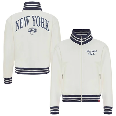Women's Sportiqe  Cream New York Knicks Athletic Club Collection Sutton French Terry Full-Zip Jacket