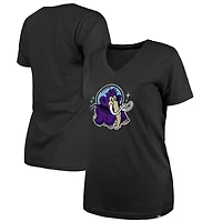 Women's New Era  Black Erie SeaWolves Moon Mammoths V-Neck T-Shirt