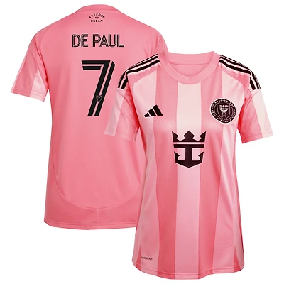 Women's adidas Rodrigo De Paul Light Pink Inter Miami CF 2025 Euforia Replica Player Jersey