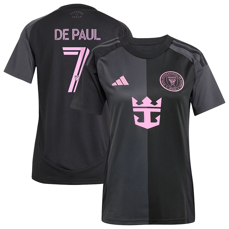 Women's adidas Rodrigo De Paul Black Inter Miami CF 2025 The Fortitude Kit Replica Player Jersey