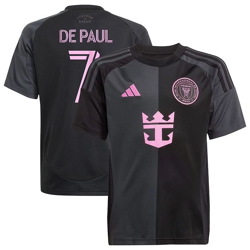 Youth adidas Rodrigo De Paul Black Inter Miami CF 2025 The Fortitude Kit Replica Player Jersey