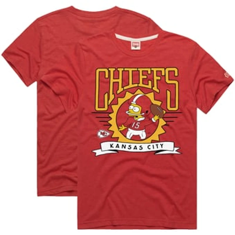 Unisex Homage x The Simpsons Red Kansas City Chiefs Tri-Blend T-Shirt