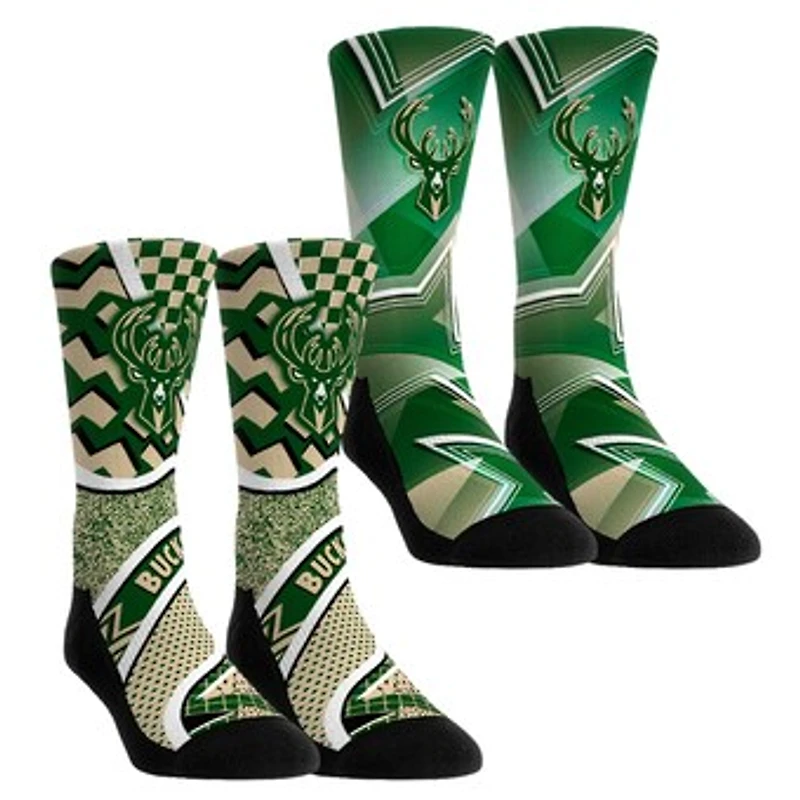 Unisex Rock Em Socks Milwaukee Bucks NBA Hoops Two-Pack Crew Set