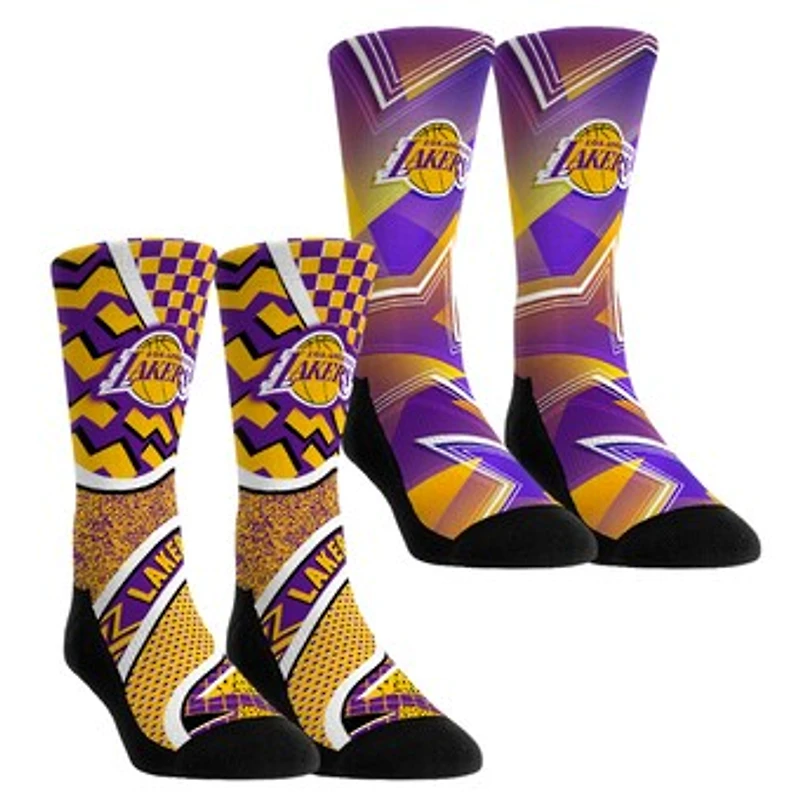 Youth Rock Em Socks Los Angeles Lakers NBA Hoops Two-Pack Crew Socks Set