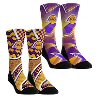 Youth Rock Em Socks Los Angeles Lakers NBA Hoops Two-Pack Crew Socks Set