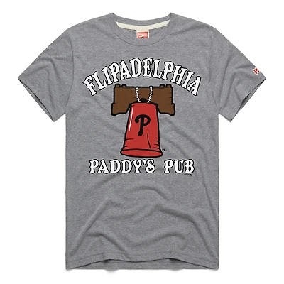 Men's Homage  Gray Philadelphia Phillies x It's Always Sunny Flipadelphia Paddy's Pub T-Shirt