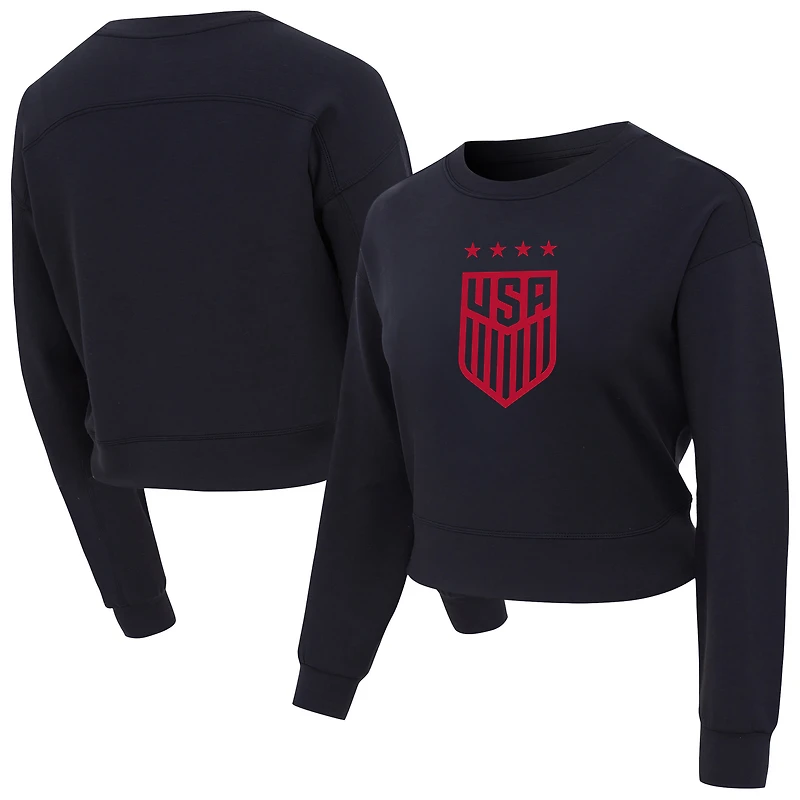 Women's Concepts Sport Black USWNT Darby Knit Long Sleeve Crop Top