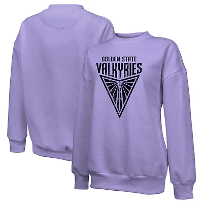 Women's Majestic Threads Violet Golden State Valkyries Primary Logo Drop Shoulder Tri-Blend Pullover Sweatshirt