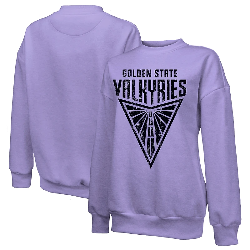 Women's Majestic Threads Violet Golden State Valkyries Oversized Primary Logo Drop Shoulder Tri-Blend Pullover Sweatshirt